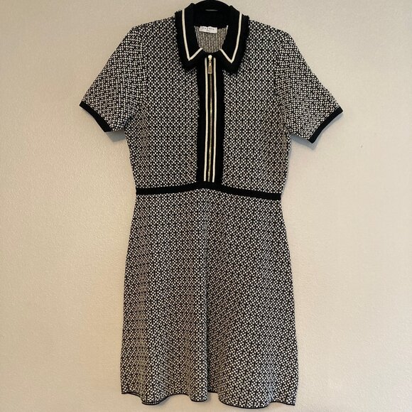 Sandro Dresses & Skirts - Sandro Paris Polie Dress Black and White Tweed Contrast Trim Women Size 10